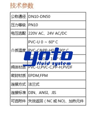 法蘭式電動塑料球閥技術參數